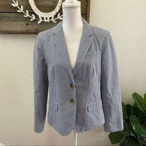 J. Crew blue cotton gingham blazer jacket size 10‎